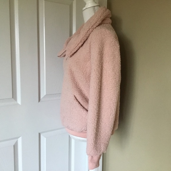 Zipper Collar Faux Sherpa Fleece Pullover - Picture 3 of 5